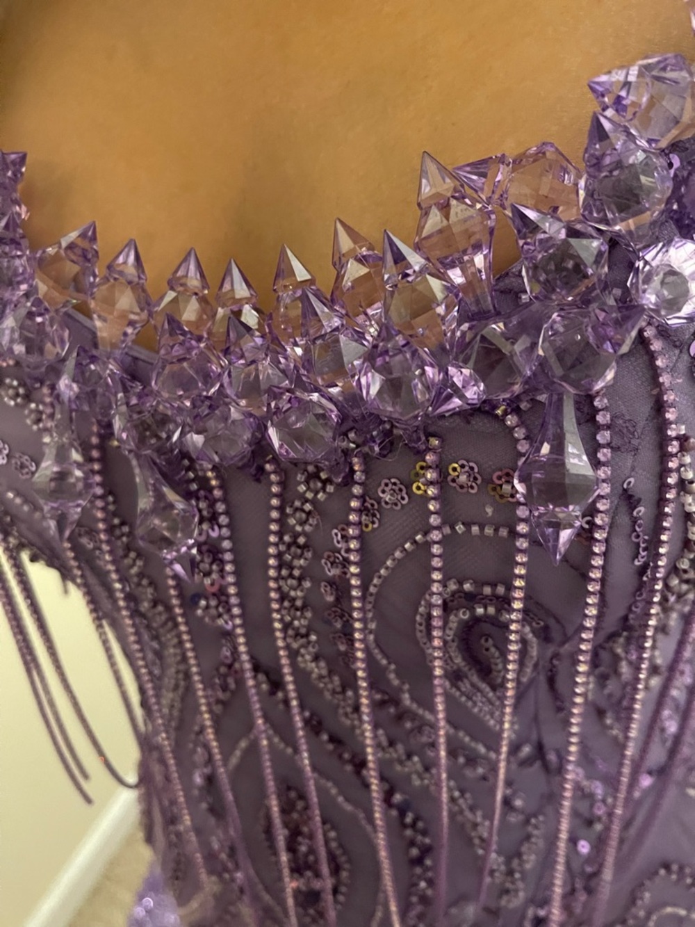 NEW Purple Beaded Corset Prom Dress - Picture 5 of 12